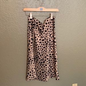 leopard midi slip skirt